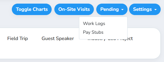 Pending Work Logs and Pending Pay Stubs menu