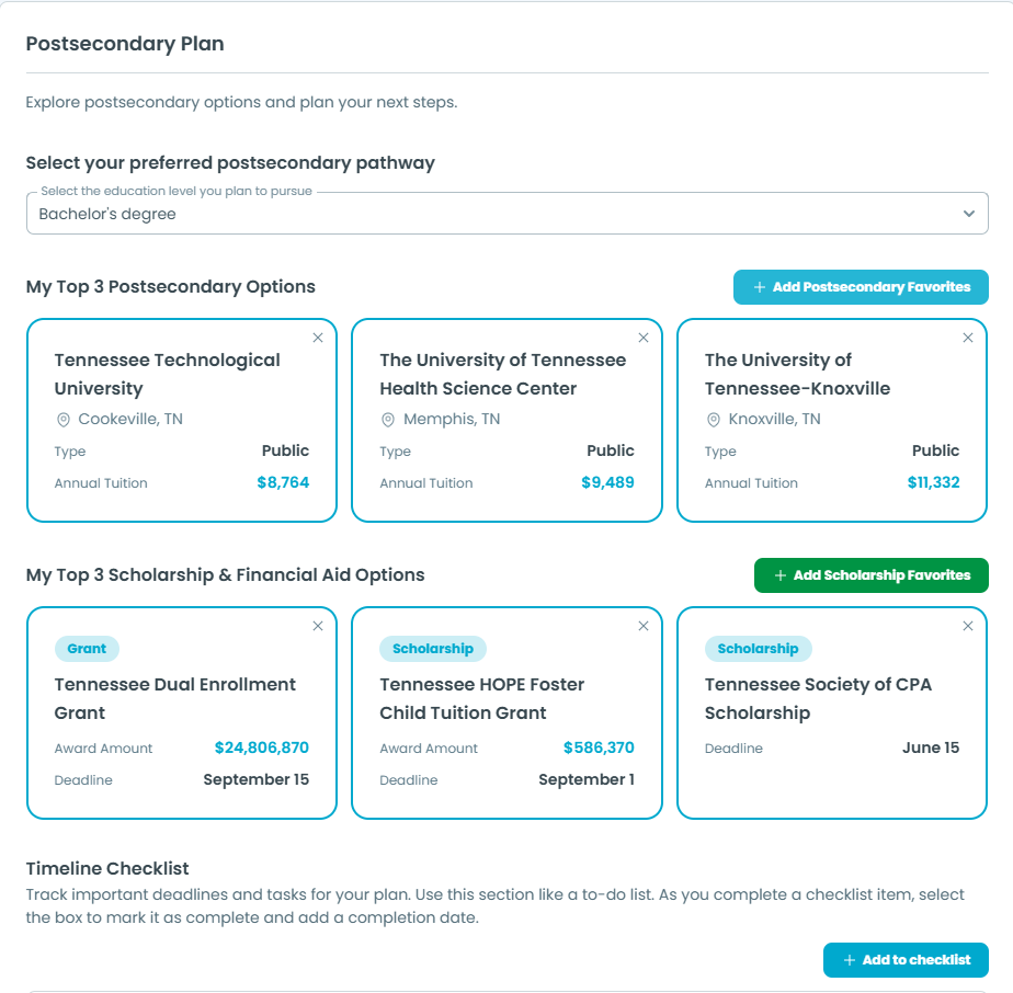 Pathful's Postsecondary Plan