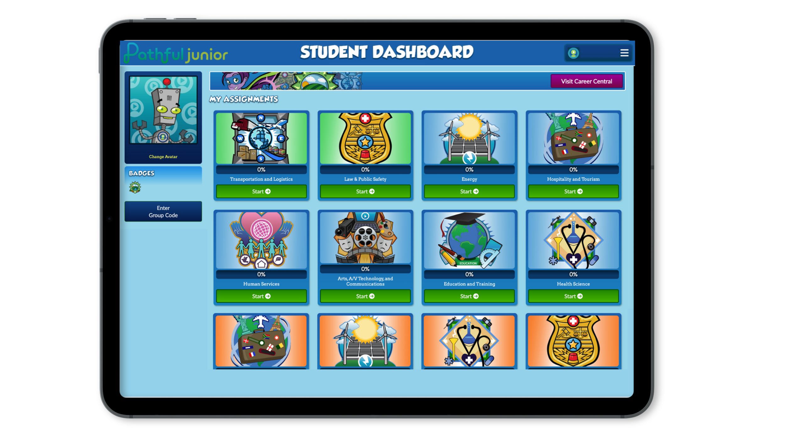 Pathful Junior student dashboard for younger grades